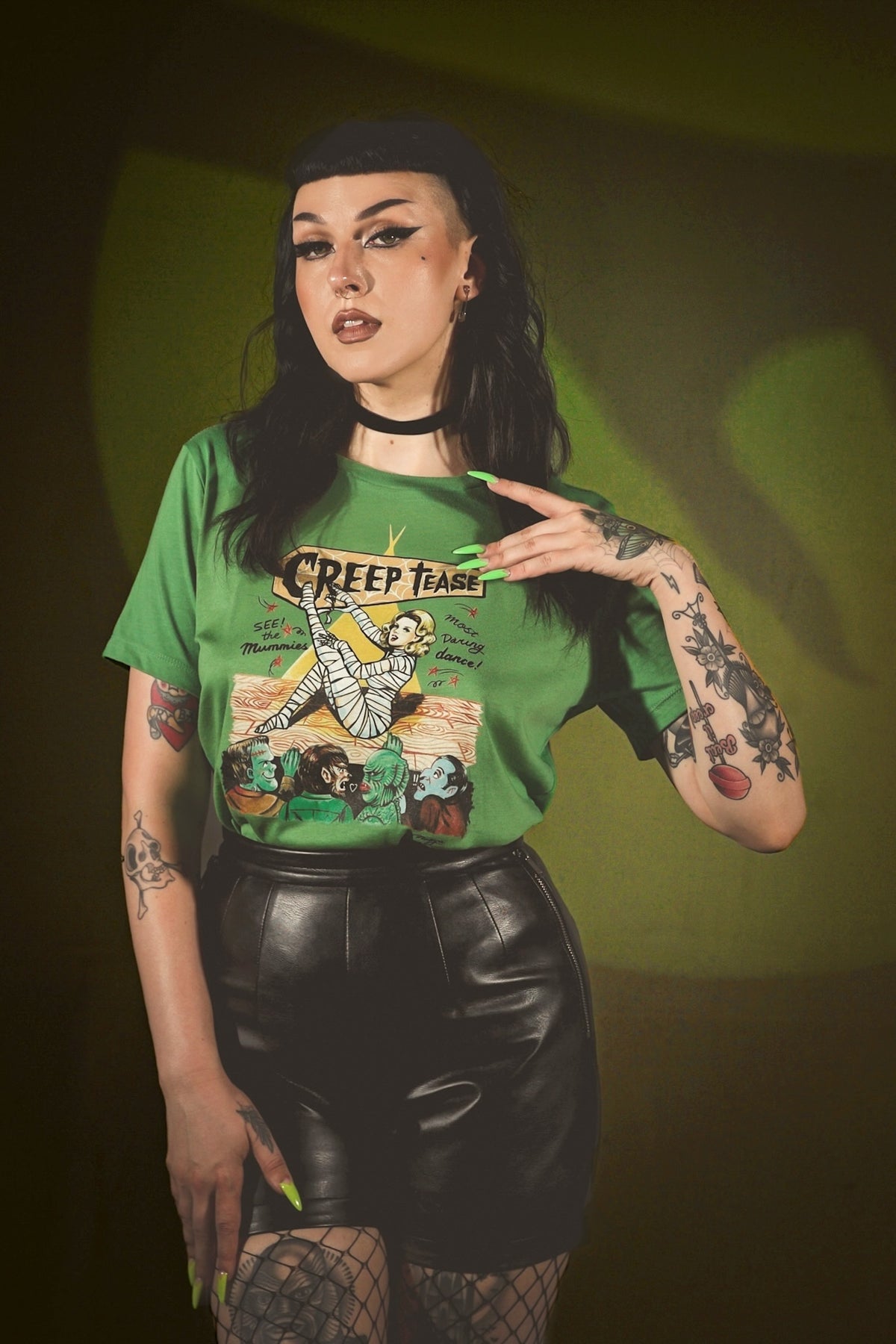 Creep Tease Relaxed Tee in Heather Leaf | Mischief Made