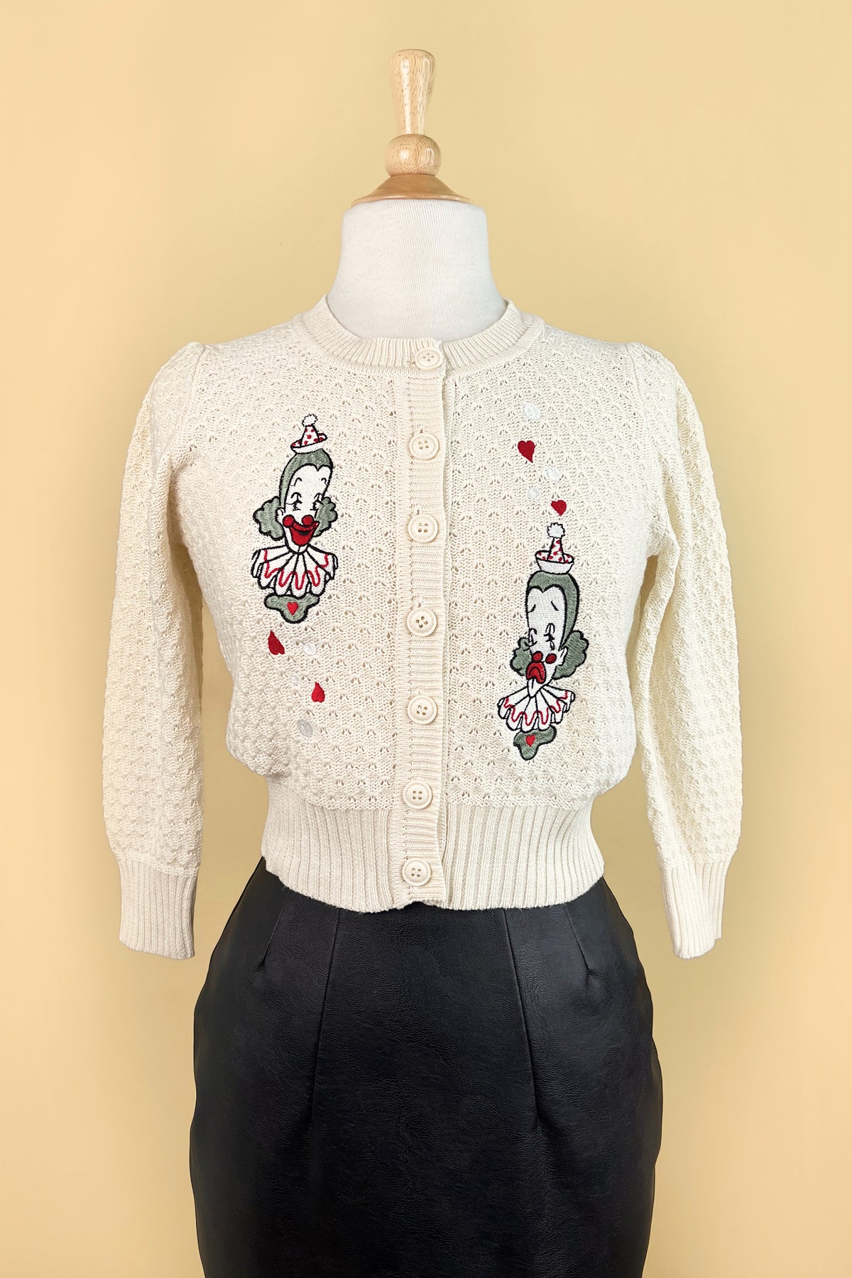 Dear Clown Cropped Cardigan in Oatmeal | Mischief Made