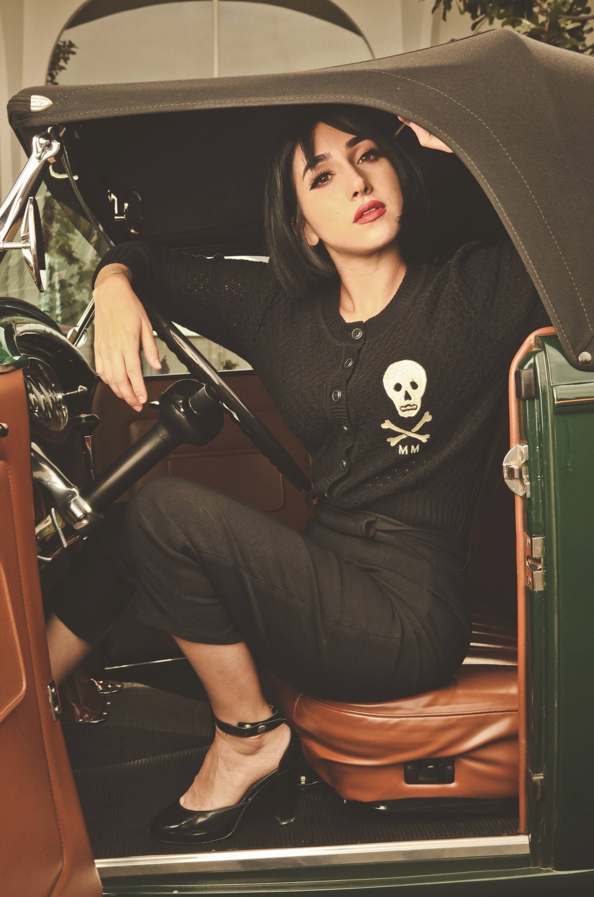 MM Skull Cropped Cardigan in Black | Mischief Made