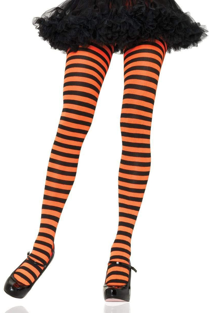 Striped Tights in Black/Orange