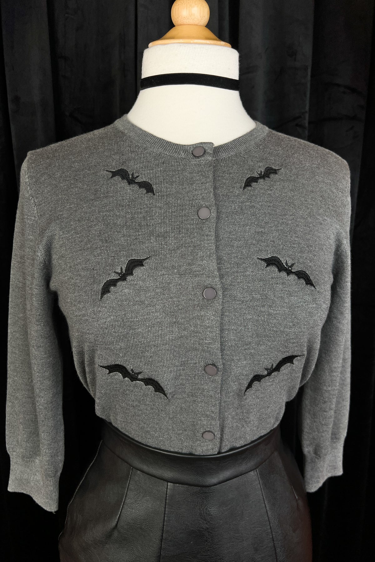 Batty Cropped Cardigan in Gray | Mischief Made