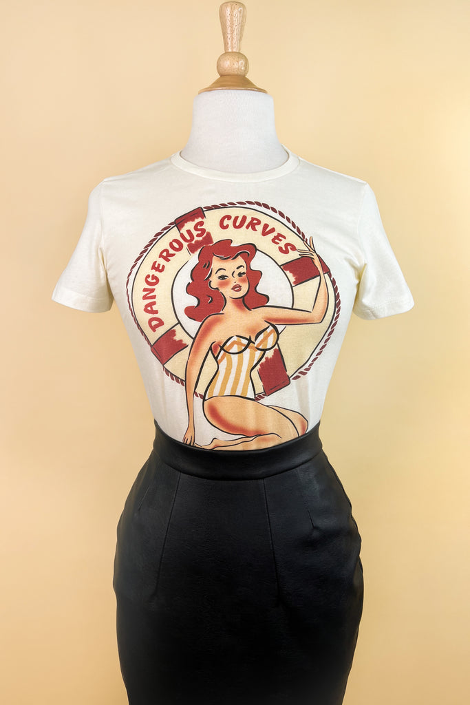 Dangerous Curves Fitted Tee in Ivory