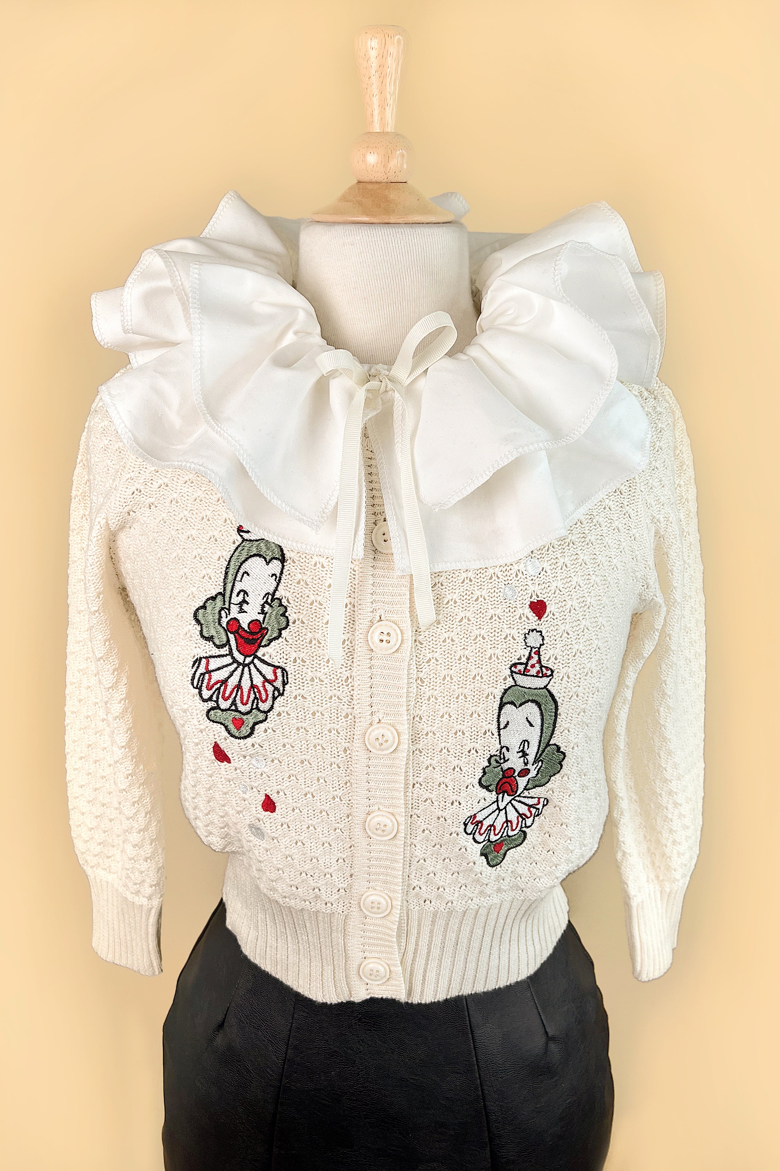Dear Clown Cropped Cardigan in Oatmeal | Mischief Made