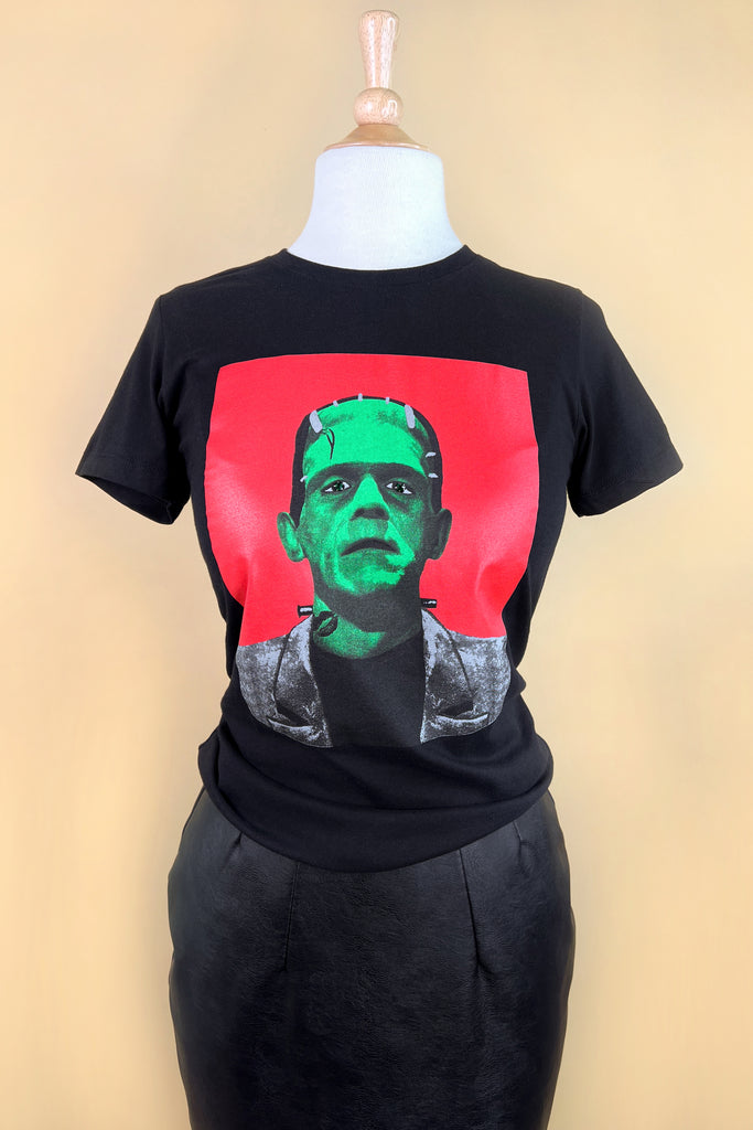 Frankly My Dear Fitted Tee in Black Made with green rhinestones eyes