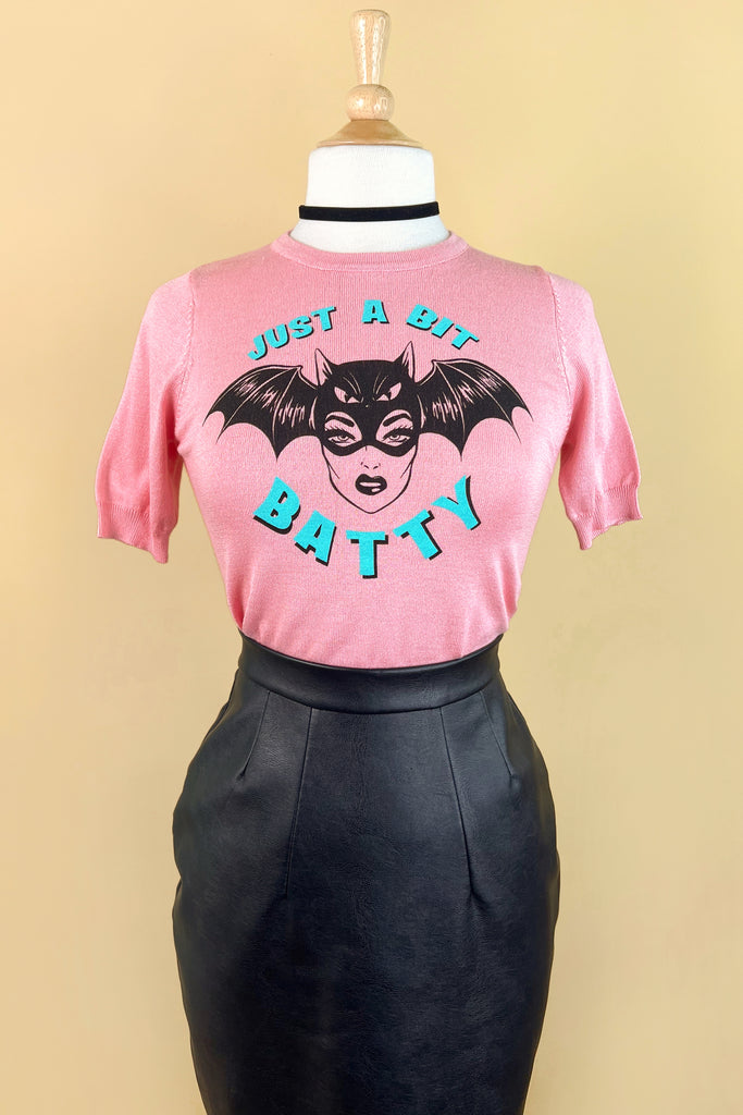 Just a bit Batty short sleeve Sweater in Pink