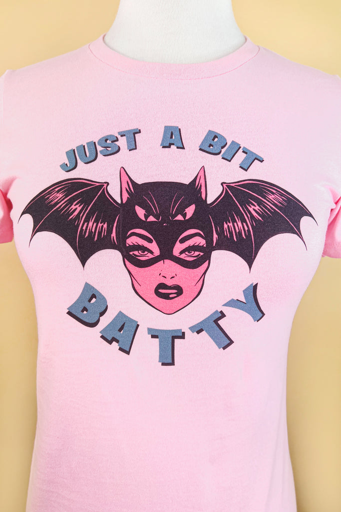 Just a bit Batty Fitted Tee in Pink