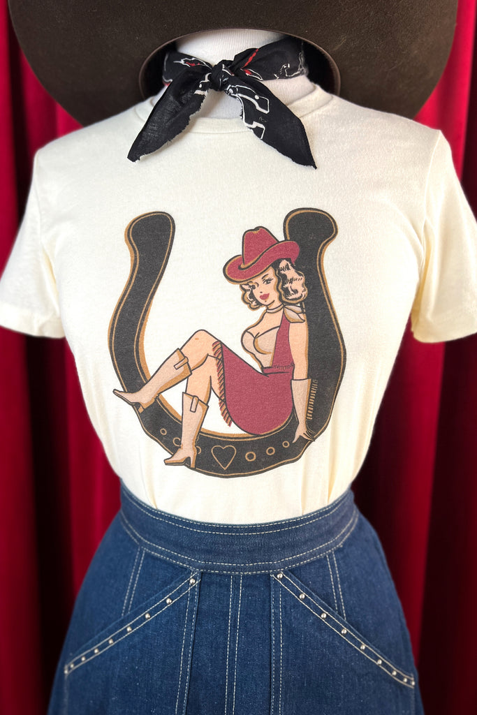 Lady Luck Fitted Tee in Ivory