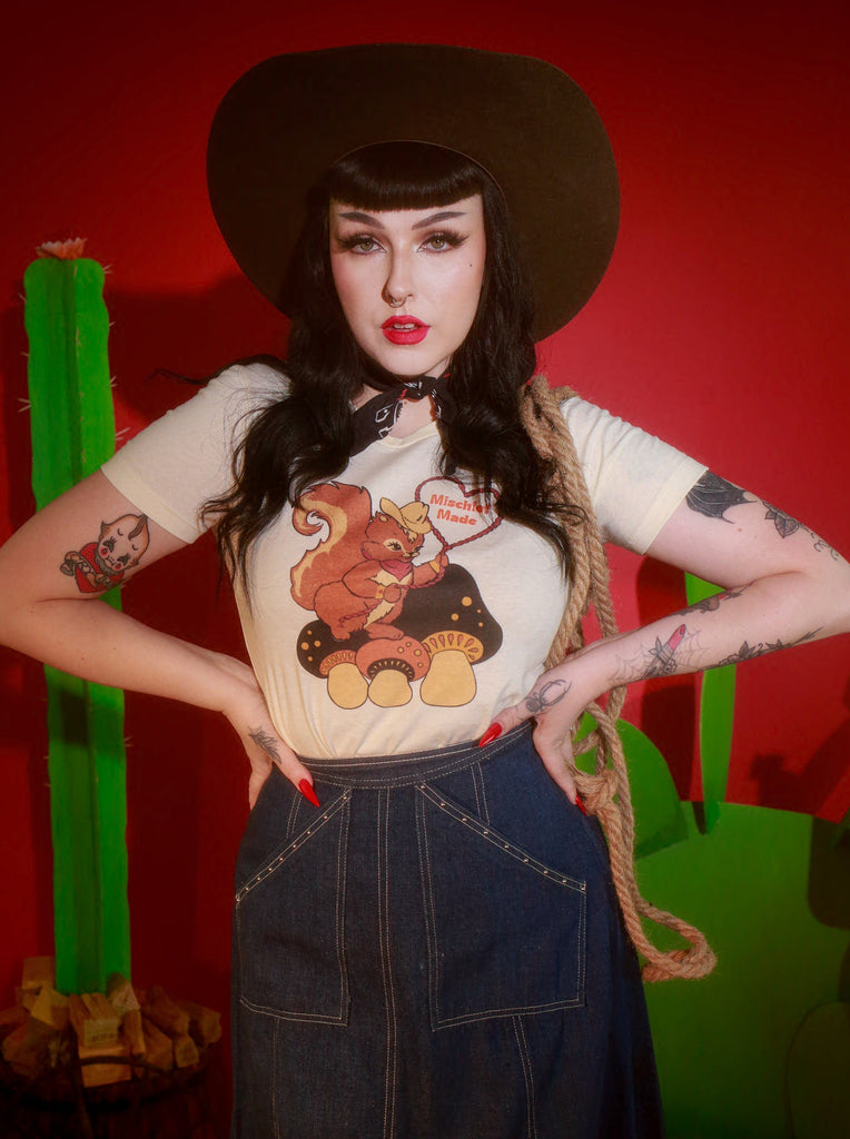 Lasso My Heart Fitted Tee in Ivory