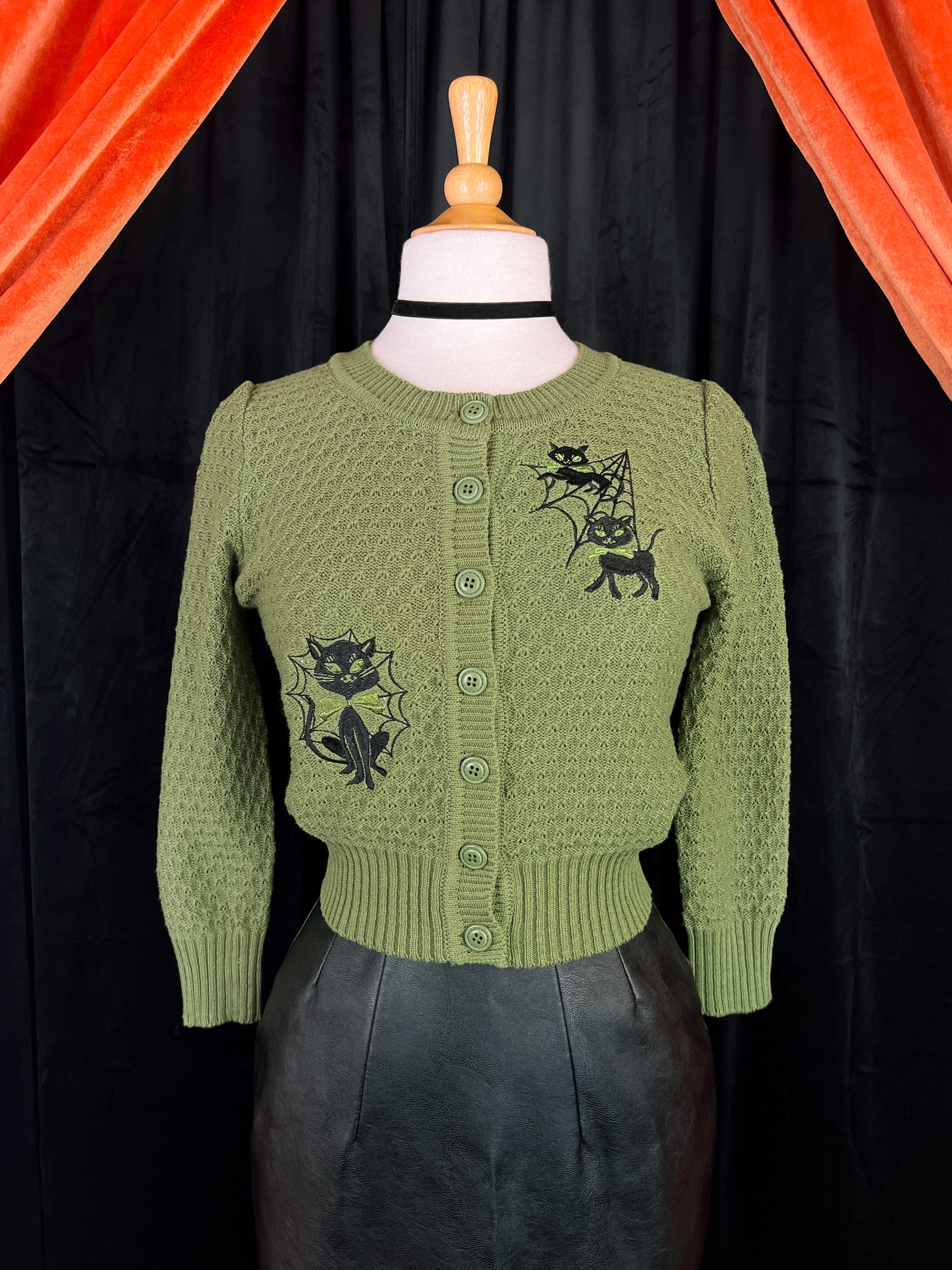 Meow Trap Cropped Cardigan in Sage | Mischief Made