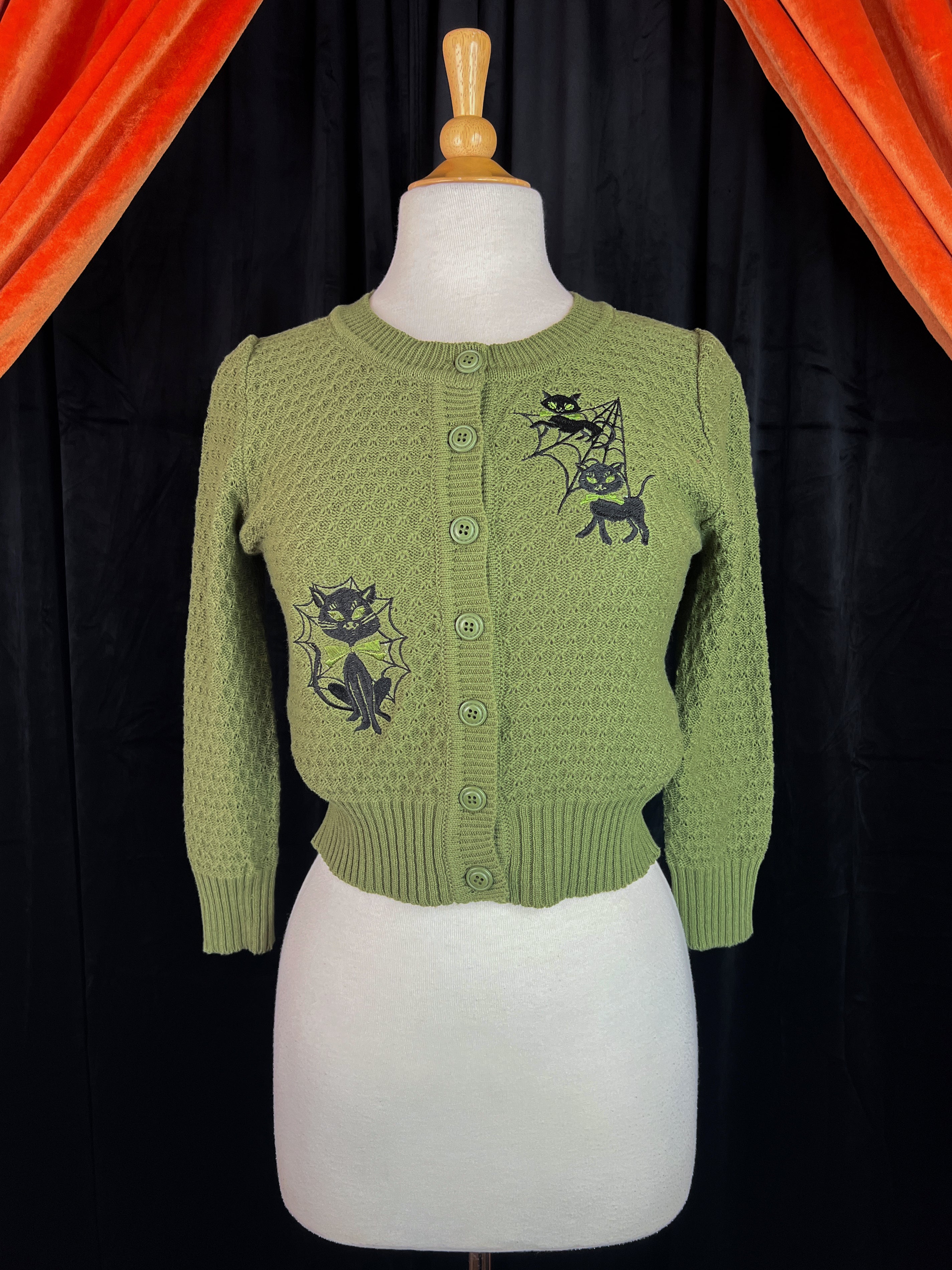 Meow Trap Cropped Cardigan in Sage | Mischief Made Meow Trap Cropped Cardigan in Sage | Mischief Made