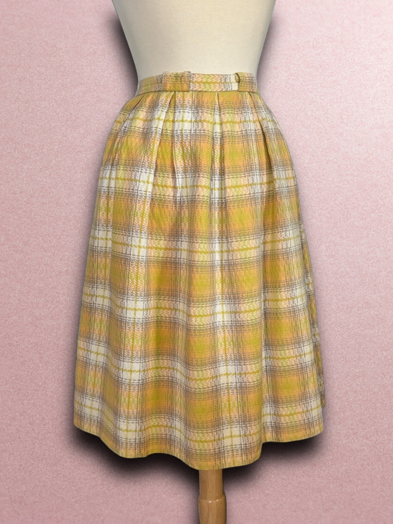 60s Yellow Plaid Skirt XS/S Mischief Made