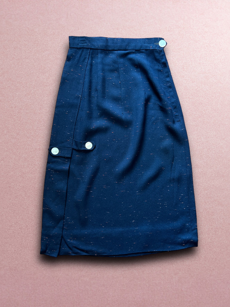 50s Navy wool height waisted pencil Skirt XS/S Mischief Made