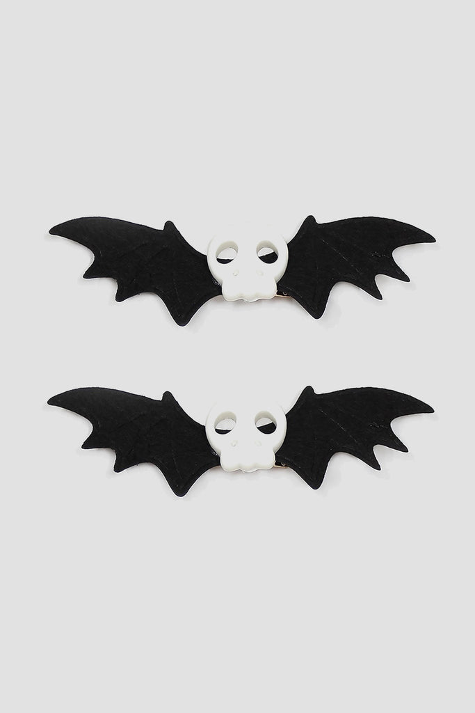 Skull Bat Halloween Hair Clip Set