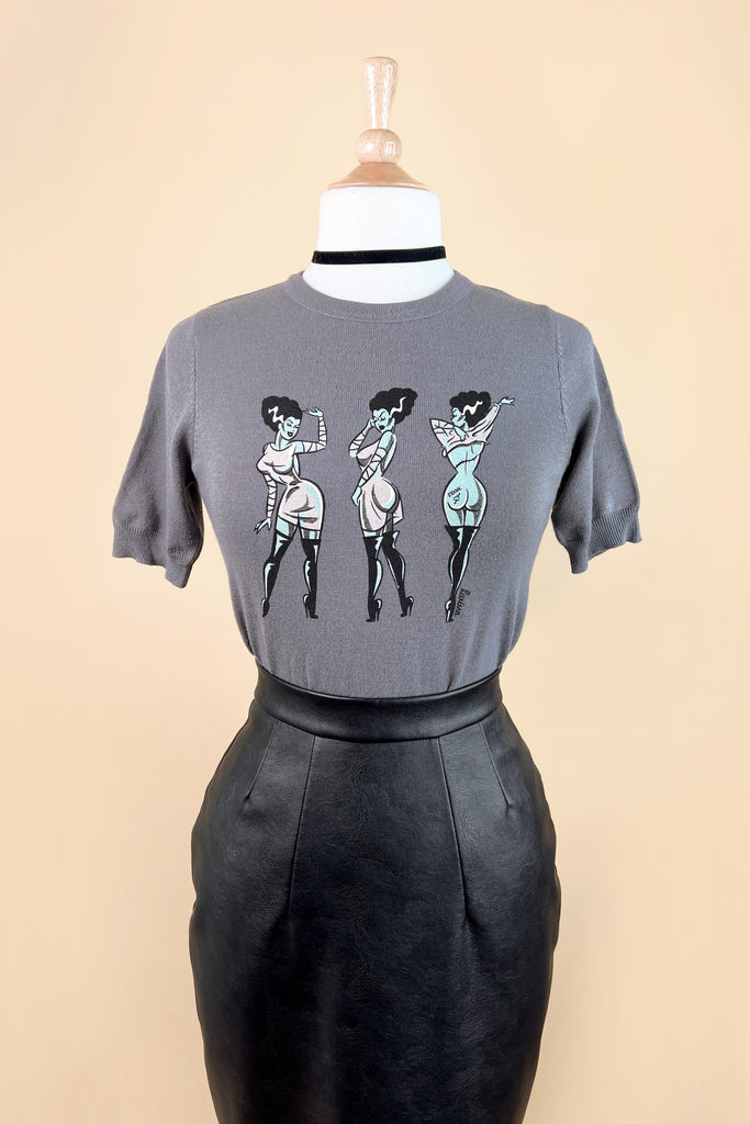 The Bride short sleeve Sweater in Gray