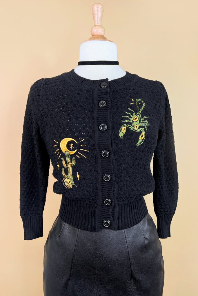 The Scorpion Cropped Cardigan in Black