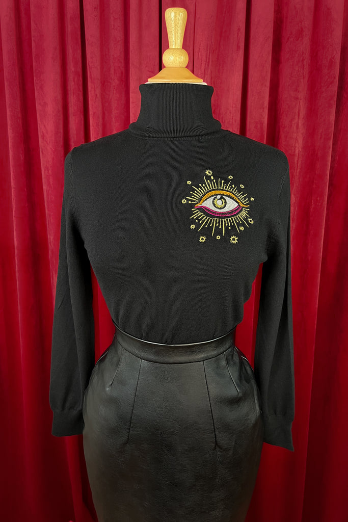 Third Eye Turtleneck Sweater in Black