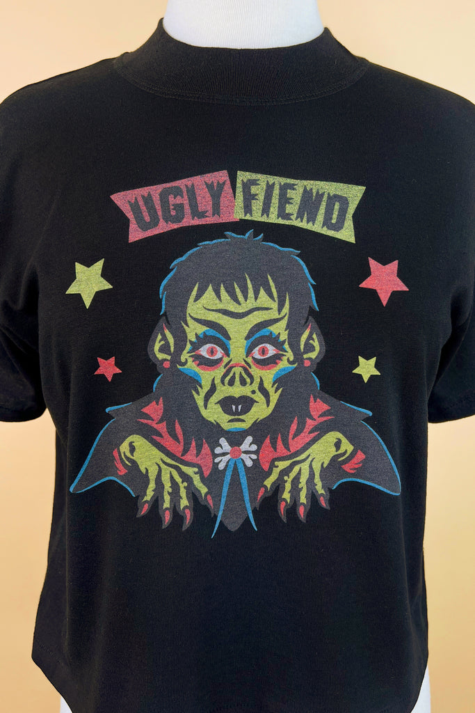 Ugly Fiend Cropped Tee in Black