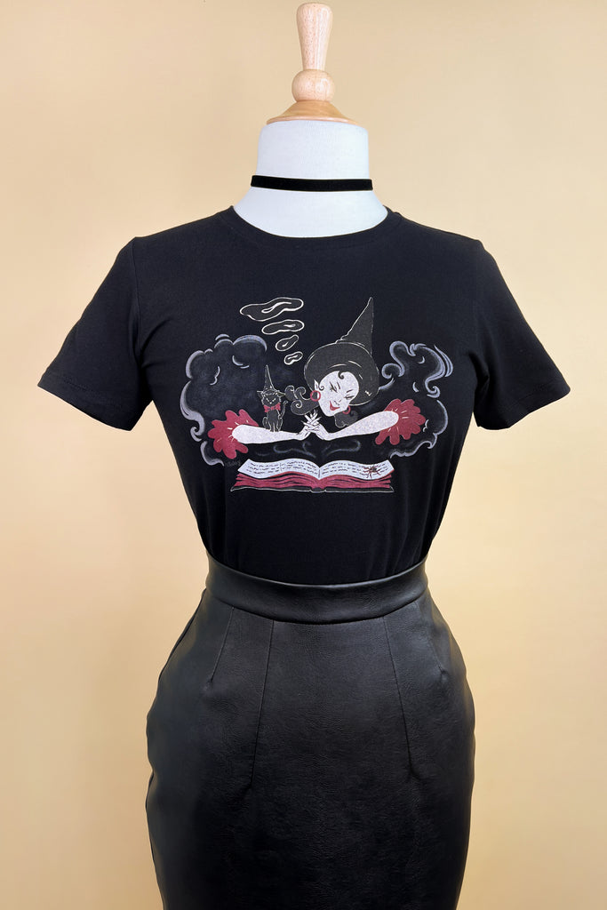 Witch Bible Fitted Tee in Black