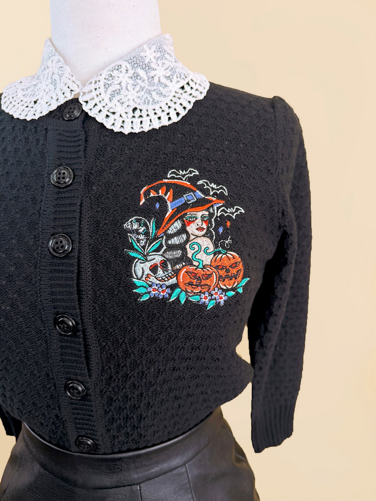 Witches' Brew Cropped Cardigan in Black | Mischief Made