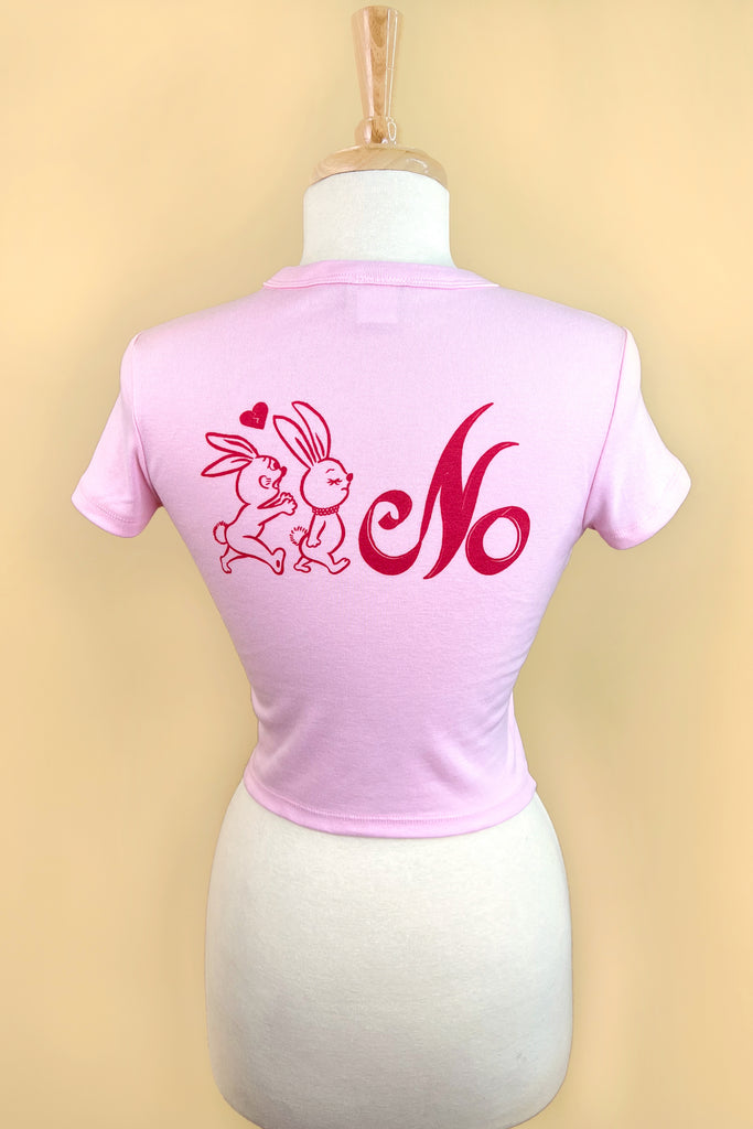 Yes or No Pink Cropped Baby tee