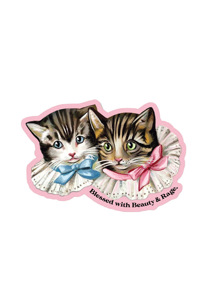 Blessed with Beauty and Rage - Vintage Cat Sticker