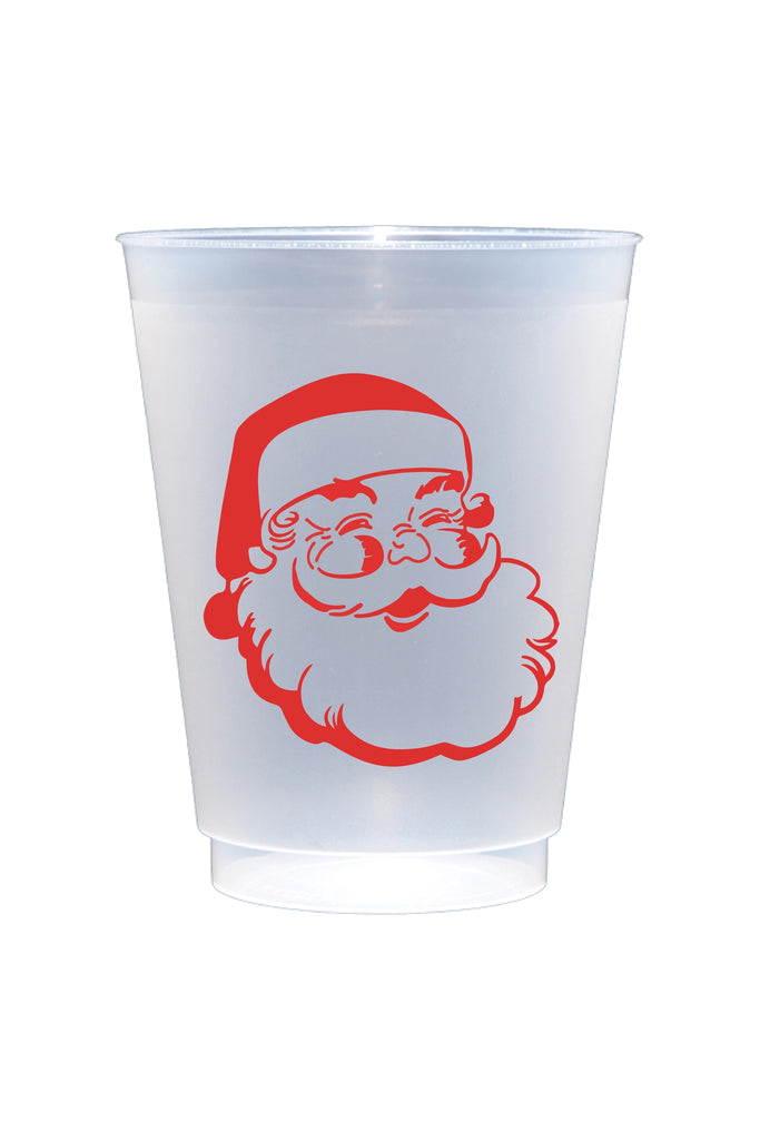 Vintage Santa Christmas Frosted Cups 16 oz.