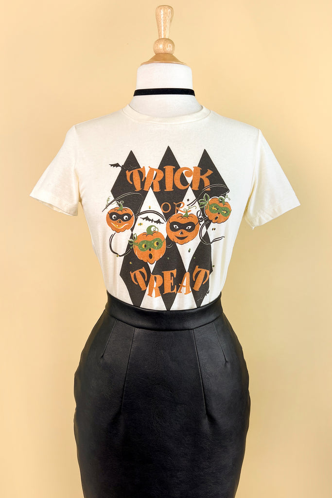 Trick or Treat 2 Fitted Tee in Ivory