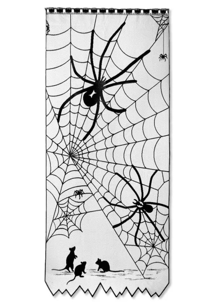 Halloween Tangled Spider Web Curtain Lace Panel
