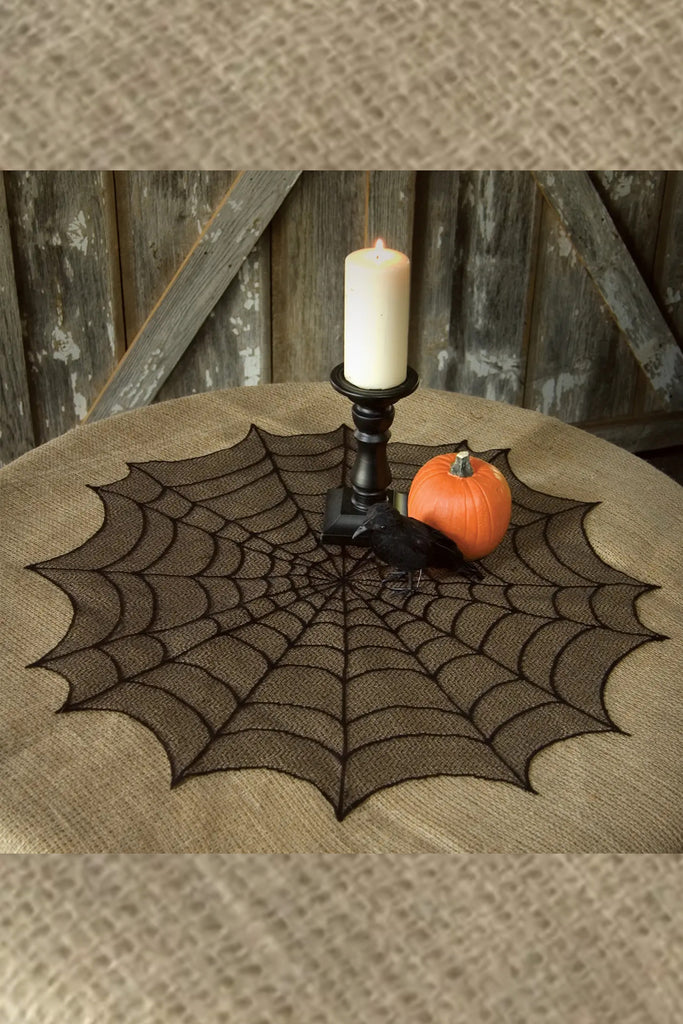 Halloween Spider Web 30 in Round Tablecloth Black