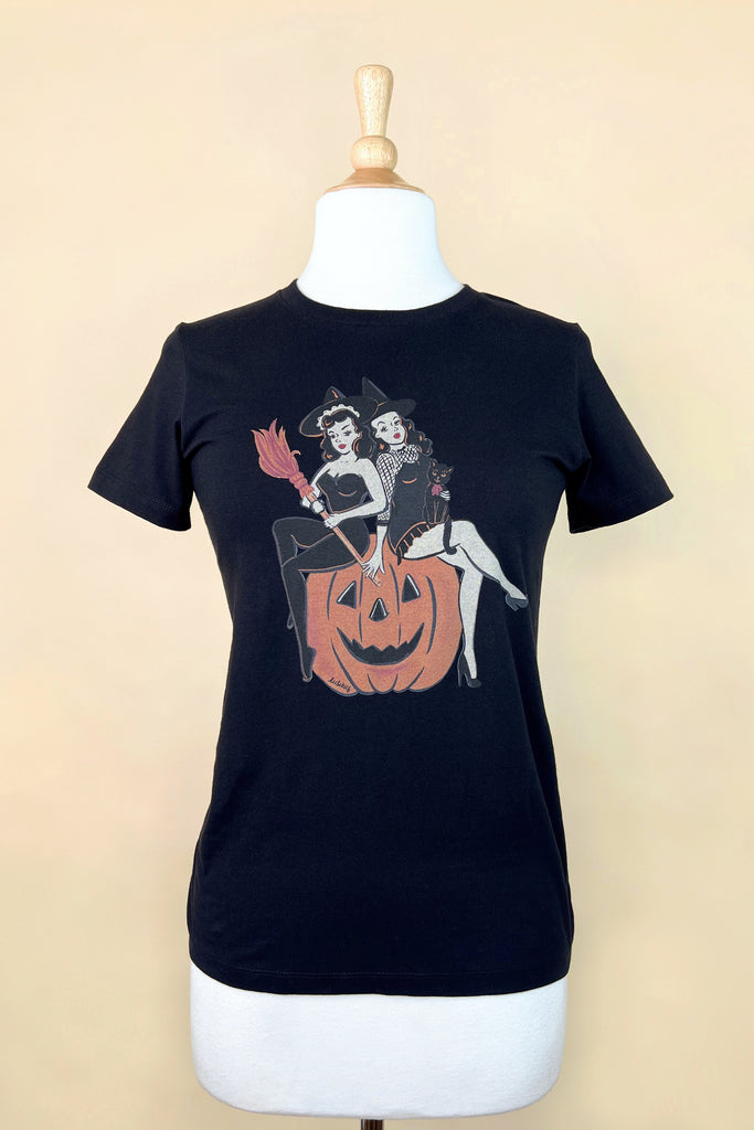 Witch Sisters Fitted Tee in Black
