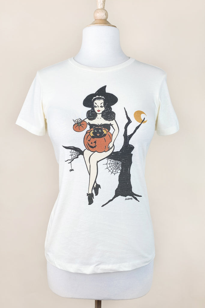 Boo Kitty Fitted Tee in Ivory