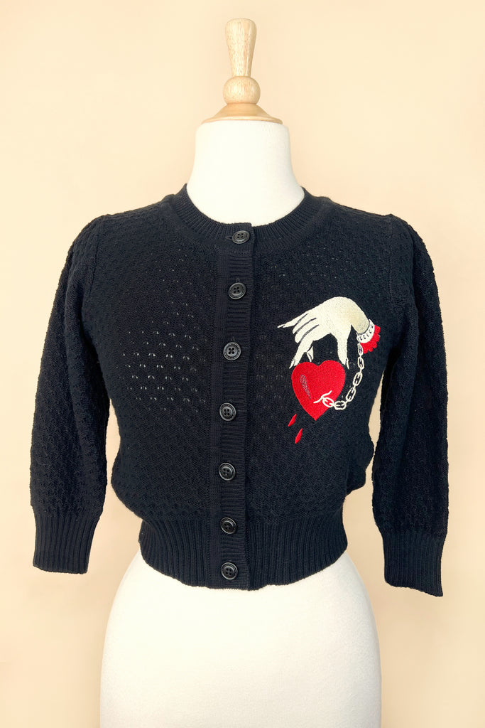 Captive Heart Cropped Cardigan in Black