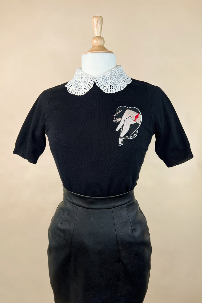 Chains of Love short sleeve Sweater in Black