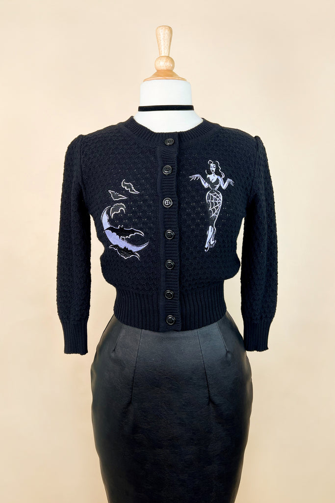 Deadly Dame Cropped Cardigan in Black