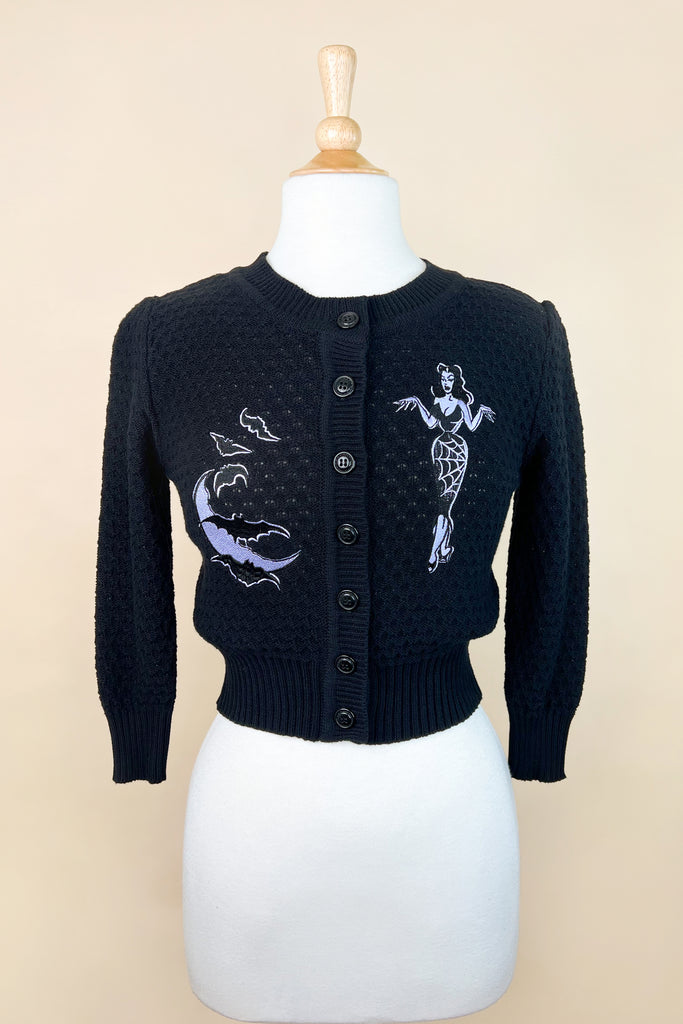 Deadly Dame Cropped Cardigan in Black