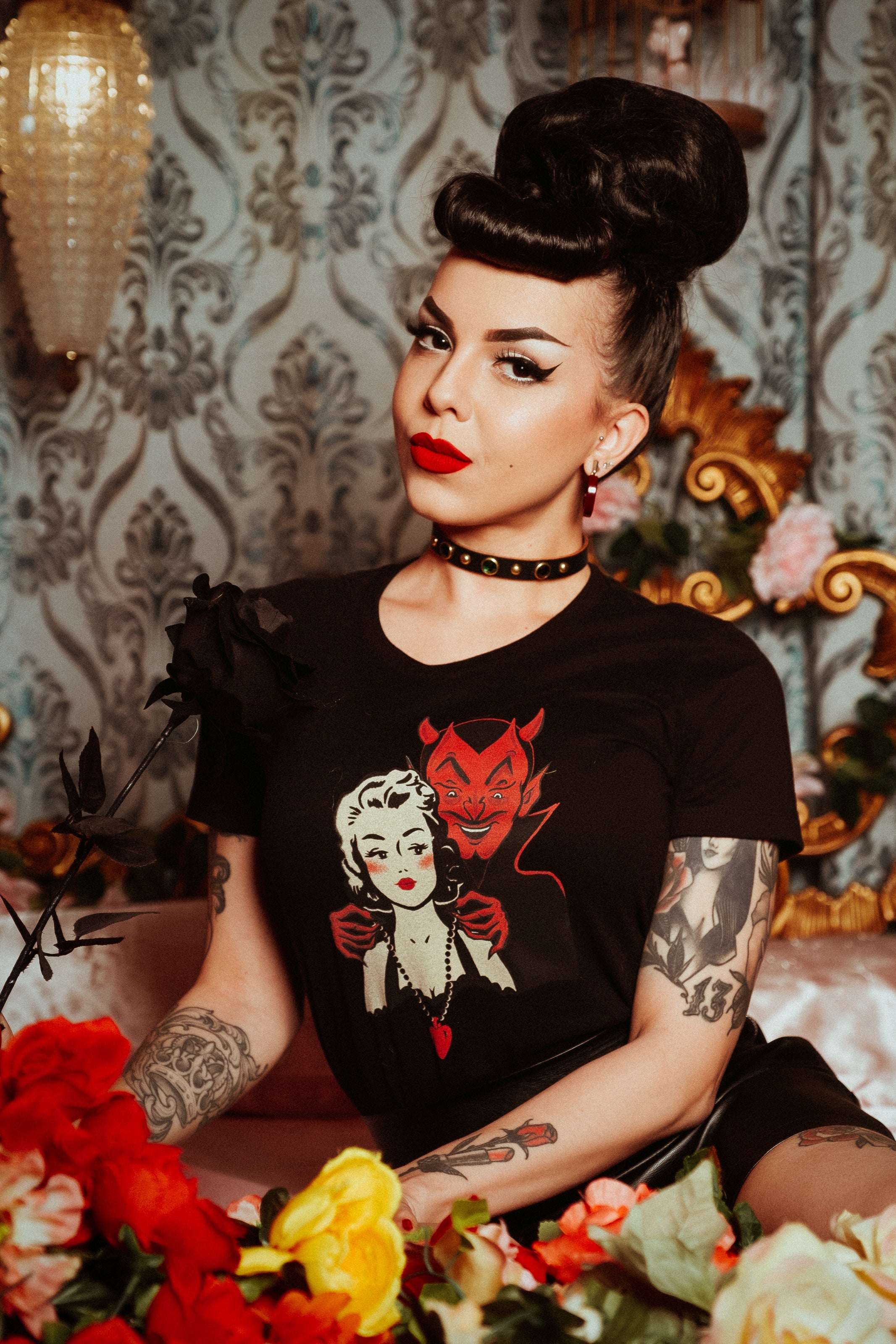 Deal with the Devil Fitted Tee in Black | Mischief Made