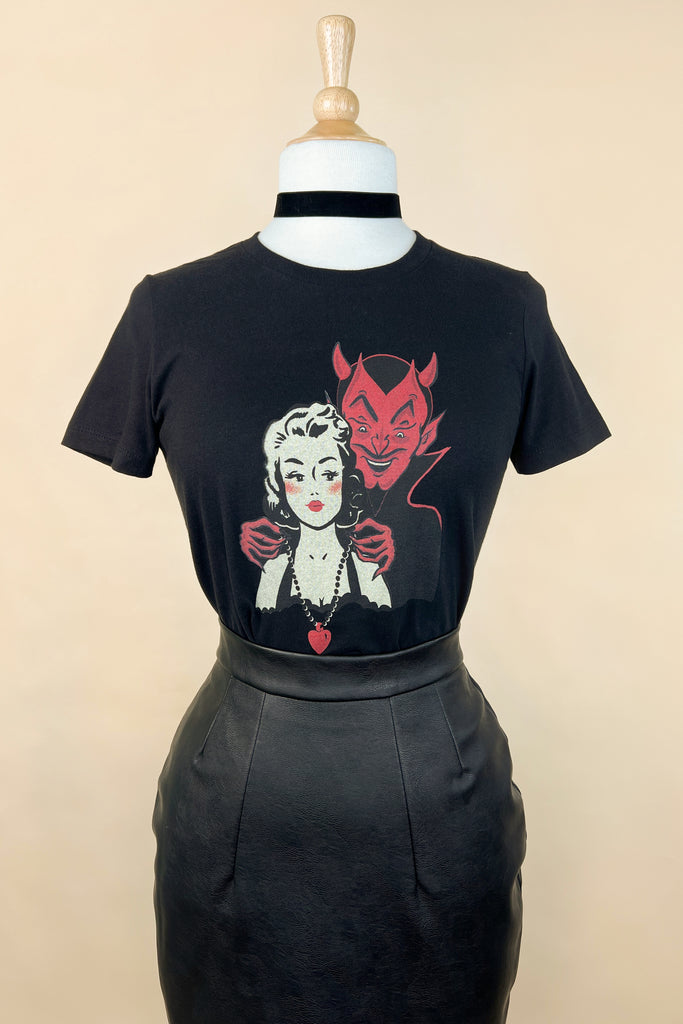 Deal with the Devil Fitted Tee in Black