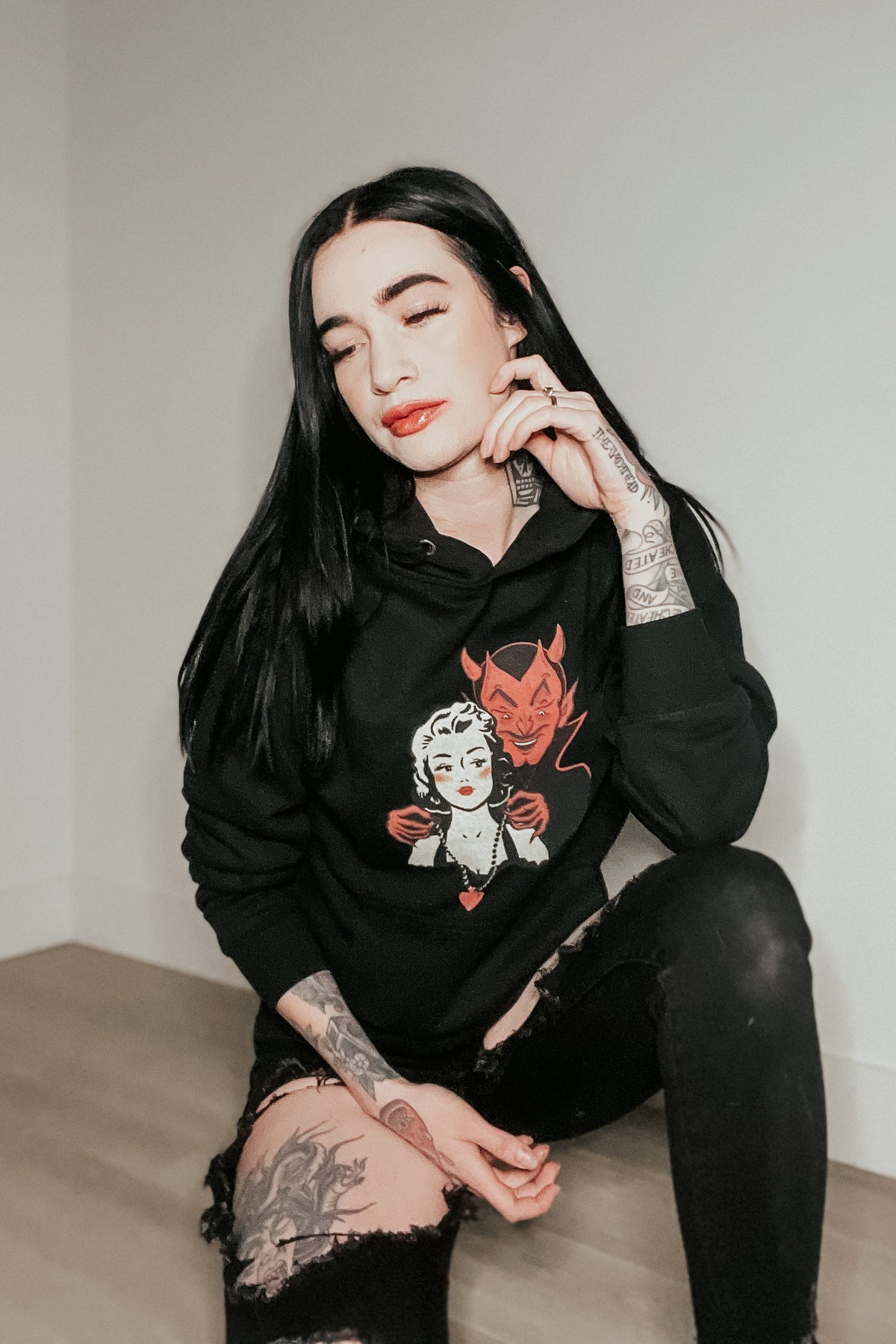 Deal with the Devil Unisex Hoodie in Black | Mischief Made