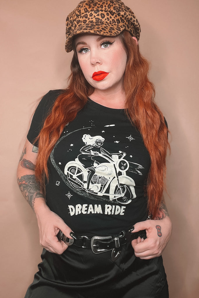 Dream Ride Fitted Tee in Black