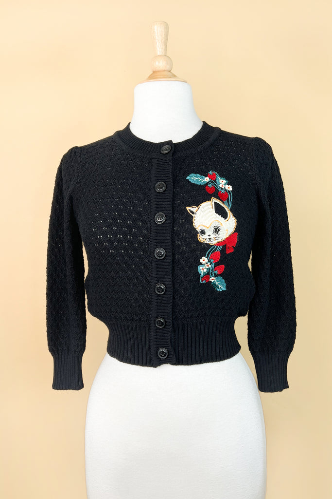Strawberry Fields Forever Cropped Cardigan in Black