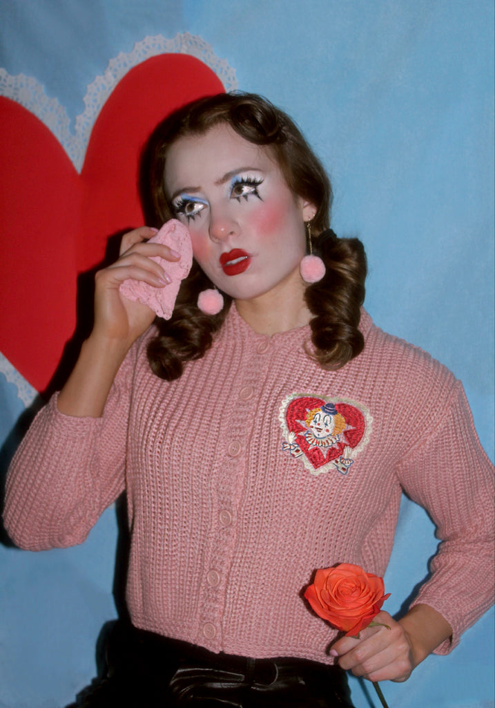 Heartbreaker Collared Cropped Sweater in Peach