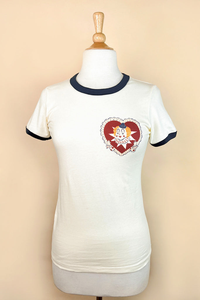 Heartbreaker Fitted Ringer Tee in Natural/Navy