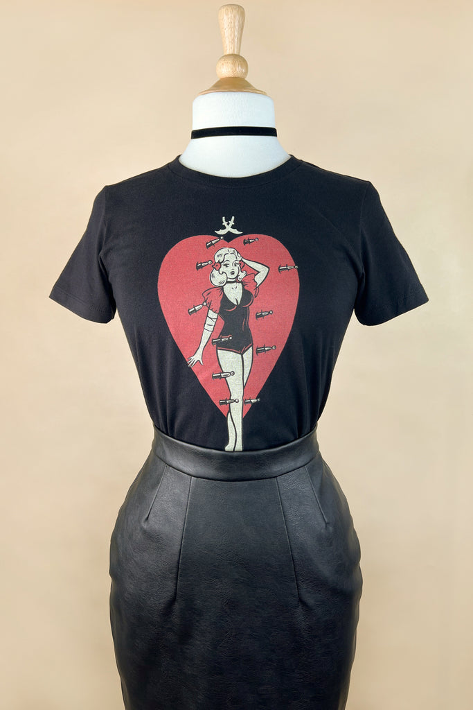 Heart Attack Fitted Tee in Black