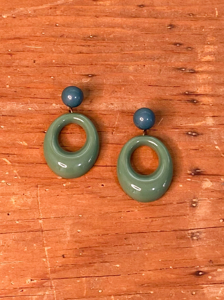 Green Hoop Earrings