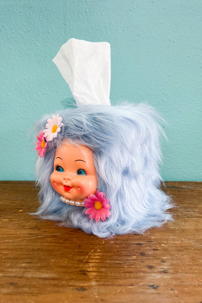 Kitsch Retro Vintage Dimple Doll Baby Blue Tissue Box Cover