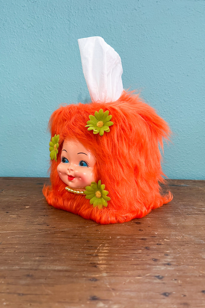 Kitsch Retro Vintage Dimple Doll Orange Tissue Box Cover