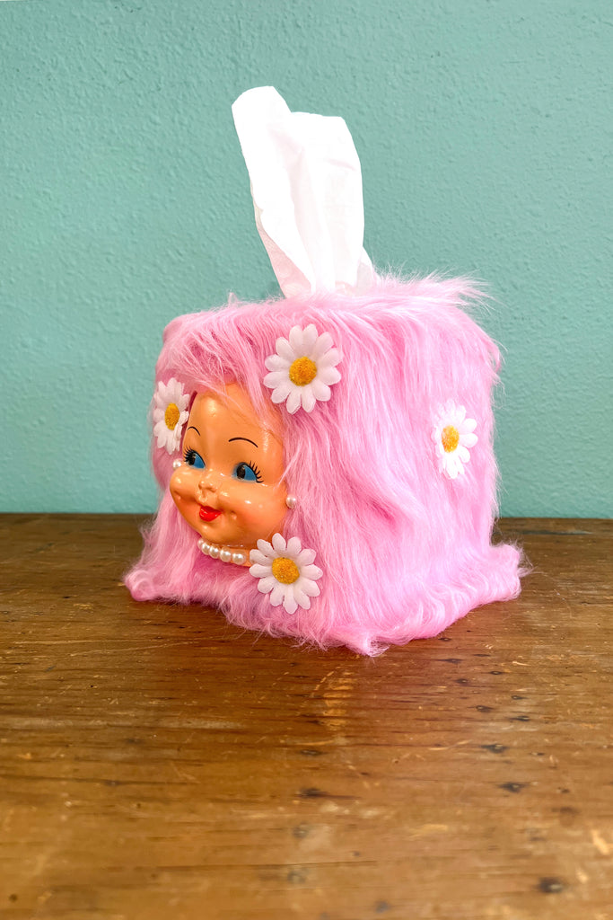 Kitsch Retro Vintage Dimple Doll Pink Tissue Box Cover