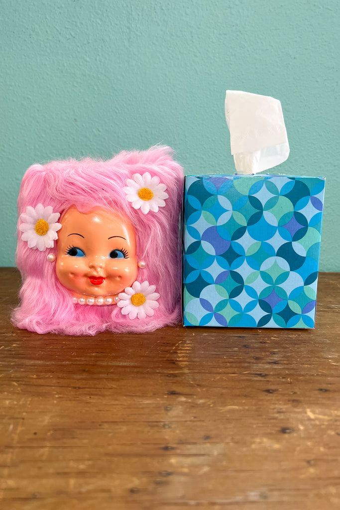 Kitsch Retro Vintage Dimple Doll Orange Tissue Box Cover