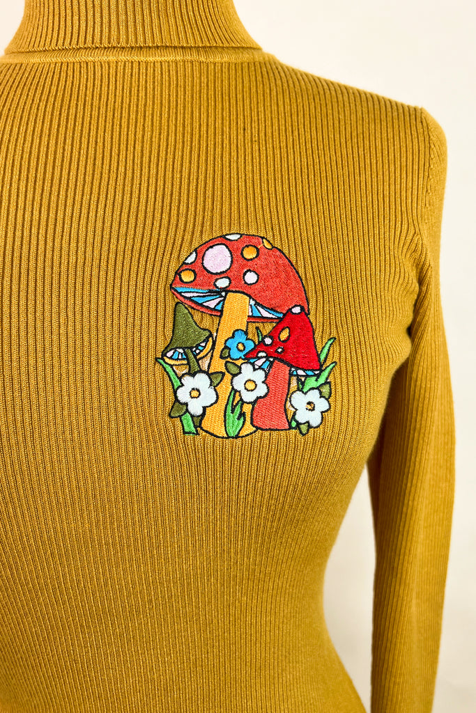 Mustard Mushrooms Turtleneck Sweater