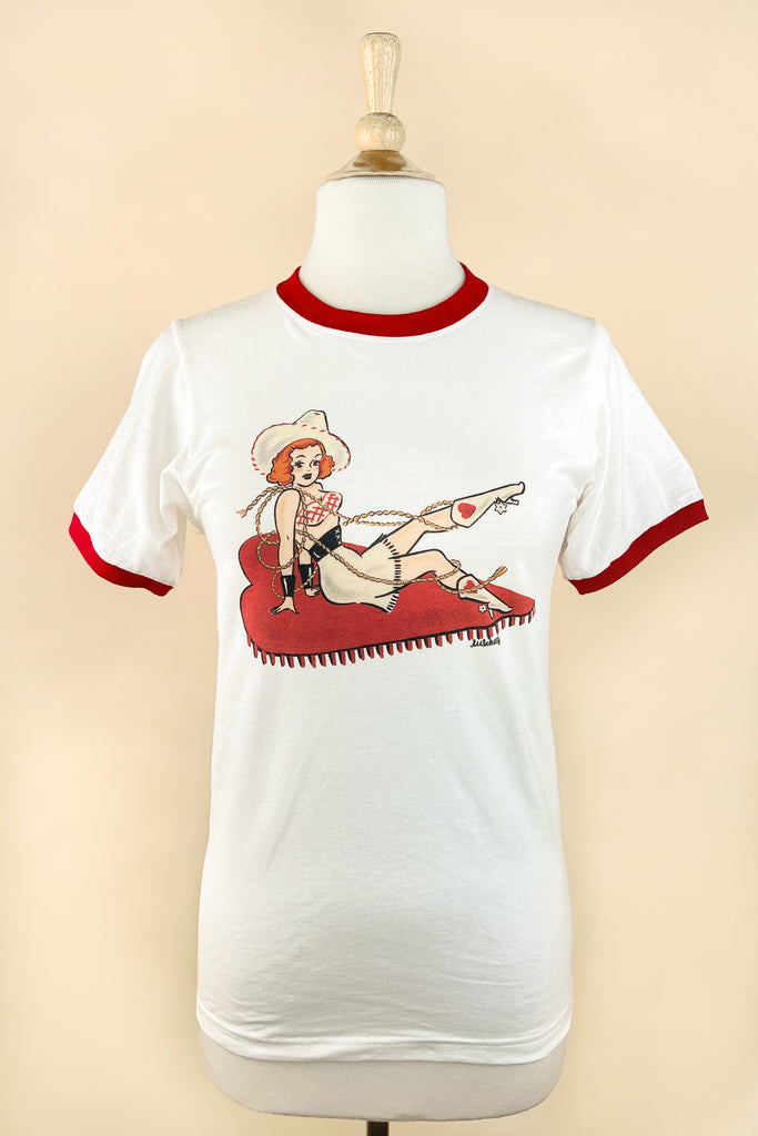Rope you in! Unisex Ringer Tee in White/Pio Red